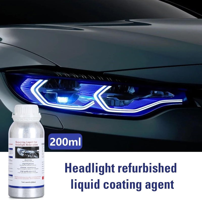 TUTOOLS 200ML Headlight Restoration Liquid,Automobile Headlight Lens Polish Repair Liquid, Car Headlight Scratch Restoring Fluid for Repair Headlight Yellowing, Haze, Scratches - Image 4